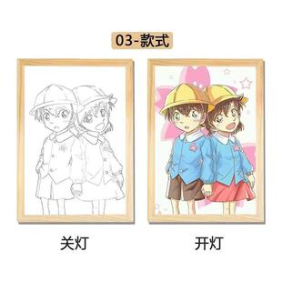 饰小夜灯摆件卧室床头电视柜 名侦探柯南灯光画工藤新一小兰基德装