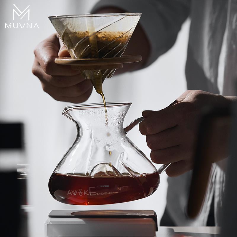 MUVNA慕威纳龙卷风萤盏分享壶V60咖啡滤杯手冲咖啡玻璃分享壶套装