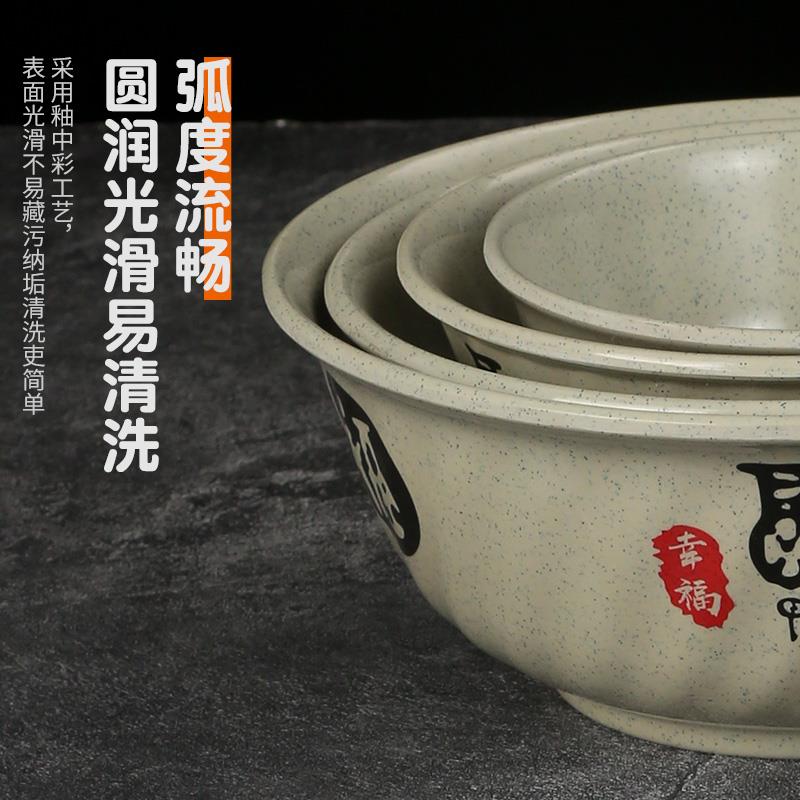 斜纹碗密胺碗商用早餐粥碗快餐餐饮饭店专用米饭碗塑料汤碗馄饨碗