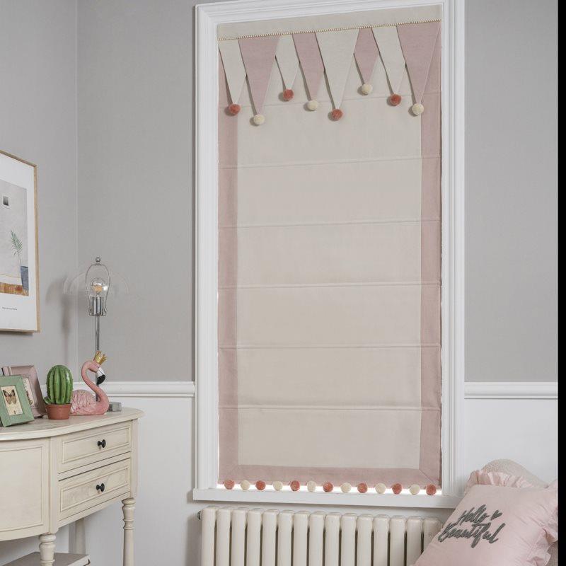 新款现代简约奶油风儿童房元气森林罗马帘拉珠升降窗帘飘窗日夜帘