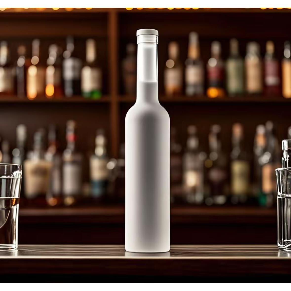 金质酒具调酒鸡尾酒磨砂密封玻璃瓶酒吧果汁饮料保鲜瓶橡木塞水瓶