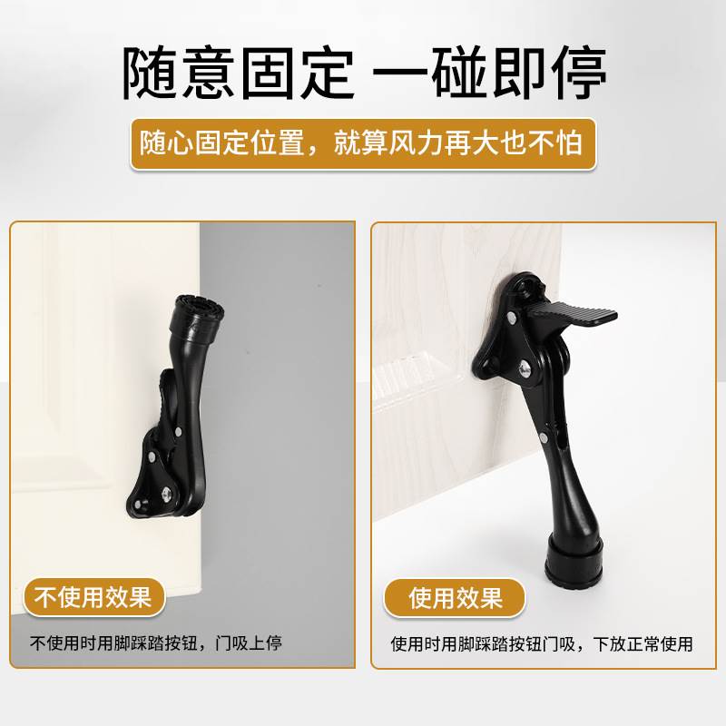 马蹄脚踏门顶锌合金定位器阻门器橡胶防撞门碰随意停家用活动门顶