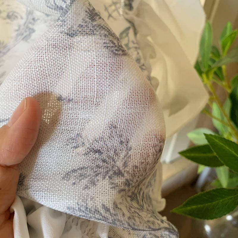 中古风纱帘系带帘罗马帘升降帘透光不透人窗帘魔术贴短帘半帘隔断