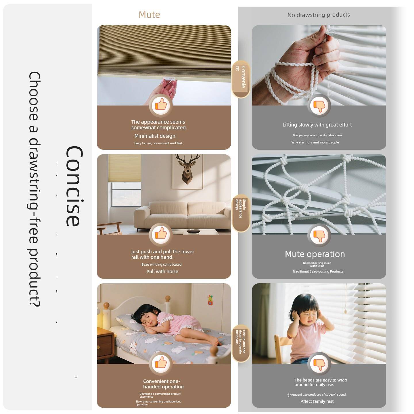 窗帘百年无打孔无绳蜂窝窗帘遮光浴室厨房防水风琴蜂窝窗帘半自动