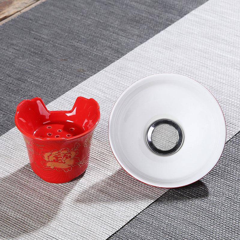陶瓷功夫茶具羊脂玉瓷过滤网白瓷漏斗不锈钢茶漏黑陶青瓷纱网茶漏