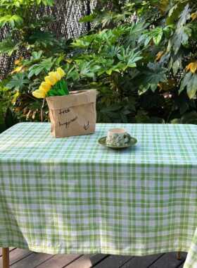 LUMOS HOME ins风小清新简约绿色格子餐桌书桌柜子茶几防尘桌布