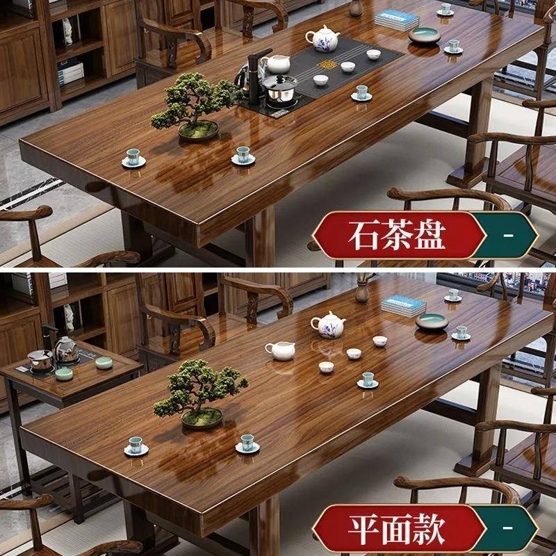 实木大板茶台闲鱼二手家具旧货市场咸鱼茶桌低价转让一桌五椅组合