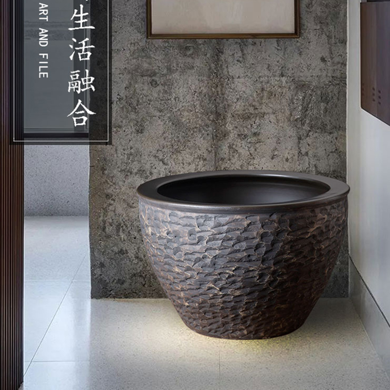 景德镇陶瓷花盆养睡莲荷花盆缸庭院阳台大缸特大号仿石水缸种树盆