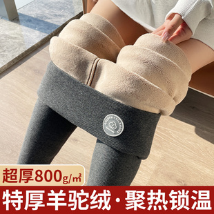 外穿高腰东北加厚保暖裤 加绒打底裤 竖条纹羊羔绒棉裤 新款 女秋冬季