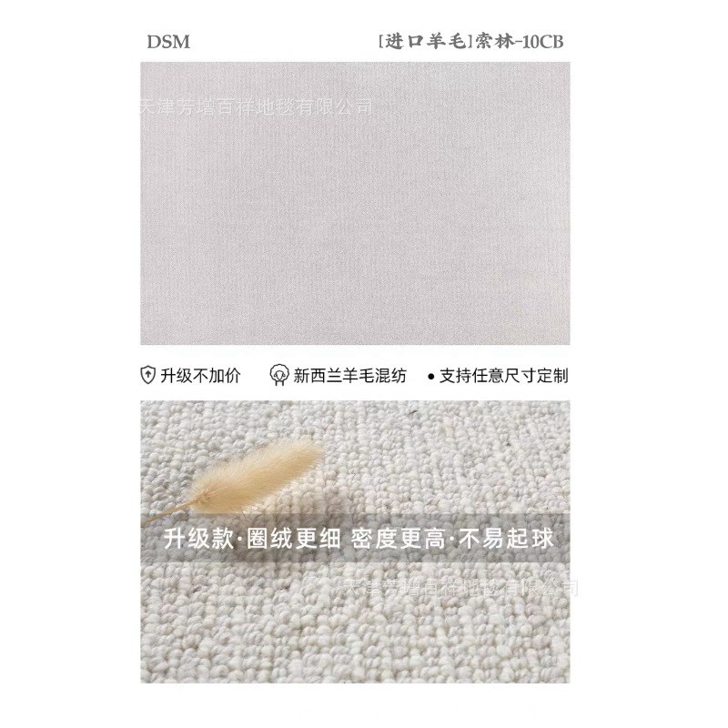 新西兰高脂羊毛地毯素色简约沙发茶几卧室纯色满铺客厅灰色地毯