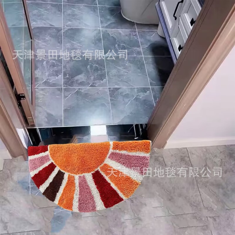 可爱彩虹地垫家用植绒地毯浴室卫生间防滑吸水地垫