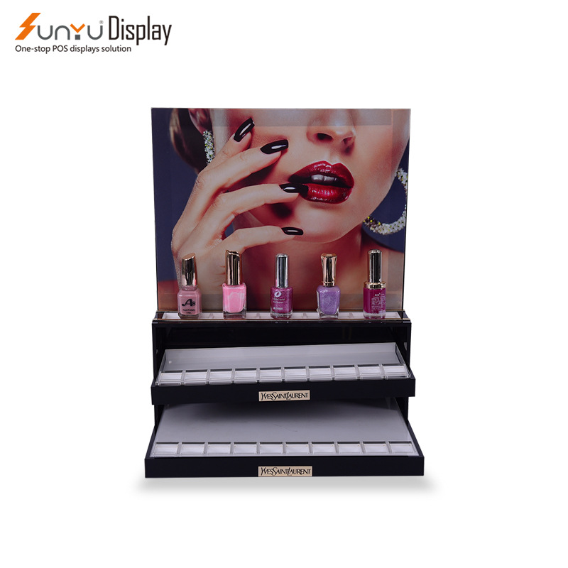 亚克力指甲油展示架美甲美容店多层透明格子口红架子展示支架定制