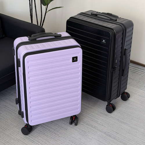 侧开口行李箱男可扩展20寸登机箱翻盖拉杆箱女PC旅行箱大容量静音