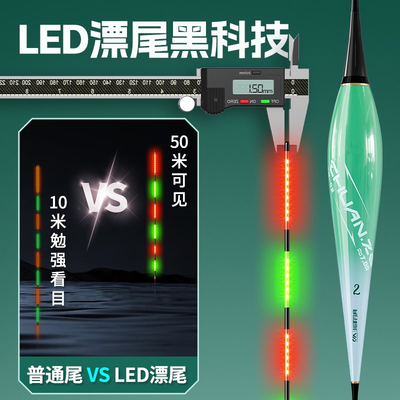川泽鲢鳙大物led灯珠尾浮漂夜光漂日夜两用咬钩变色行程草鳊鱼漂