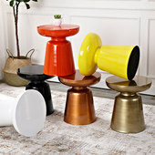 北欧轻奢沙发边几圆形小圆桌茶几现代简约金色黄铜角几金属床头柜