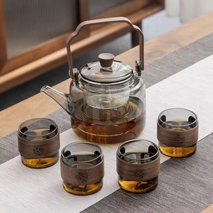 加厚耐高温烧水壶煮茶壶玻璃茶壶大容量电陶炉煮茶提梁壶蒸茶壶