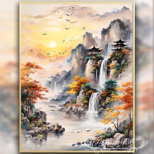 客厅印花刺绣手工全绣家用5d砖石贴画满钻 山水风景十字绣2025新款