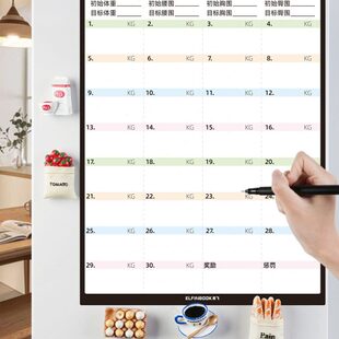 易飞减肥计划表墙贴冰箱贴食物热量表自律打卡神器瘦身记录本30天