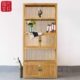 免漆书柜立柜镂空梳条老榆木置物柜禅意中式 书架实木书柜原木家具