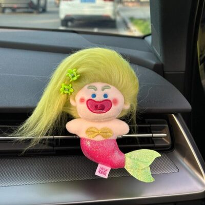 网红棉花娃娃美人鱼车载香薰出风口装饰品可爱汽车玩偶车内饰品