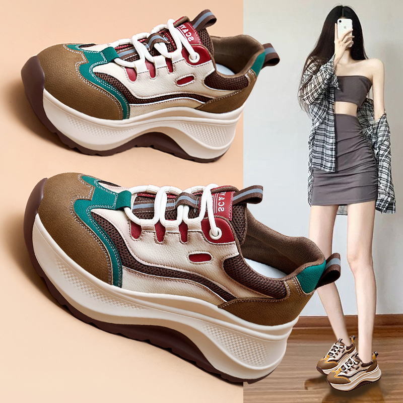 秋季厚底增高老爹鞋女