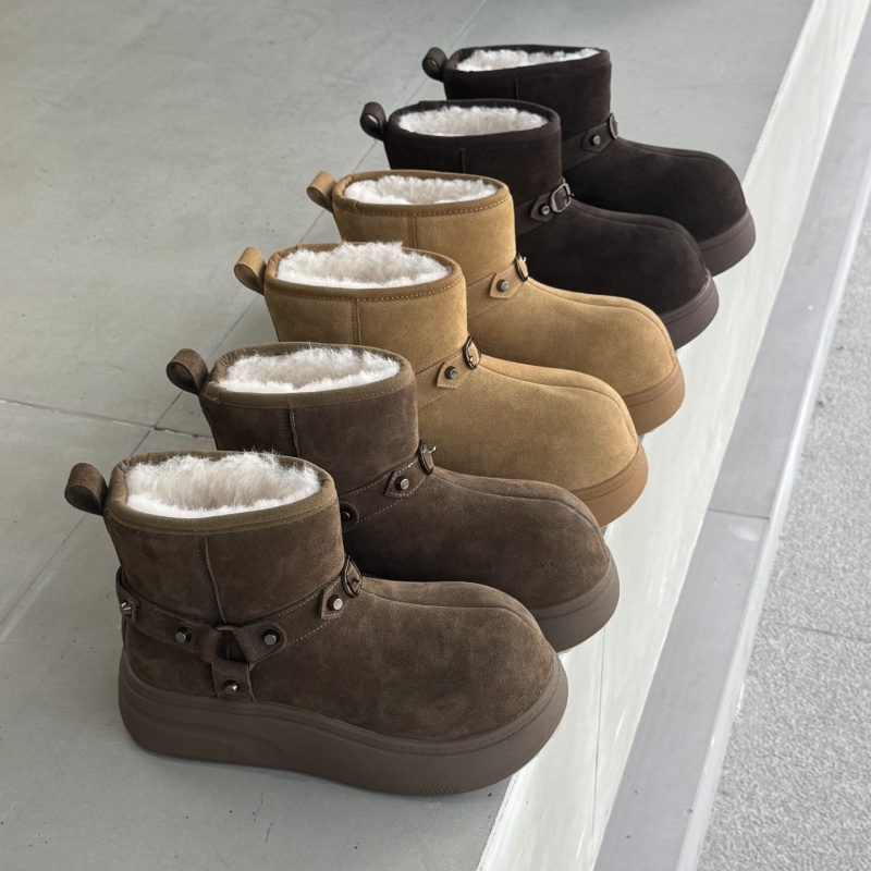 厚底丑萌雪地靴女冬季加绒保暖短