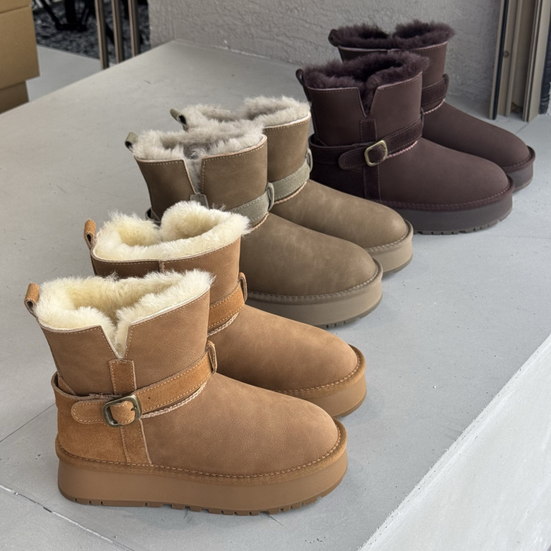 厚底皮毛一体雪地靴女