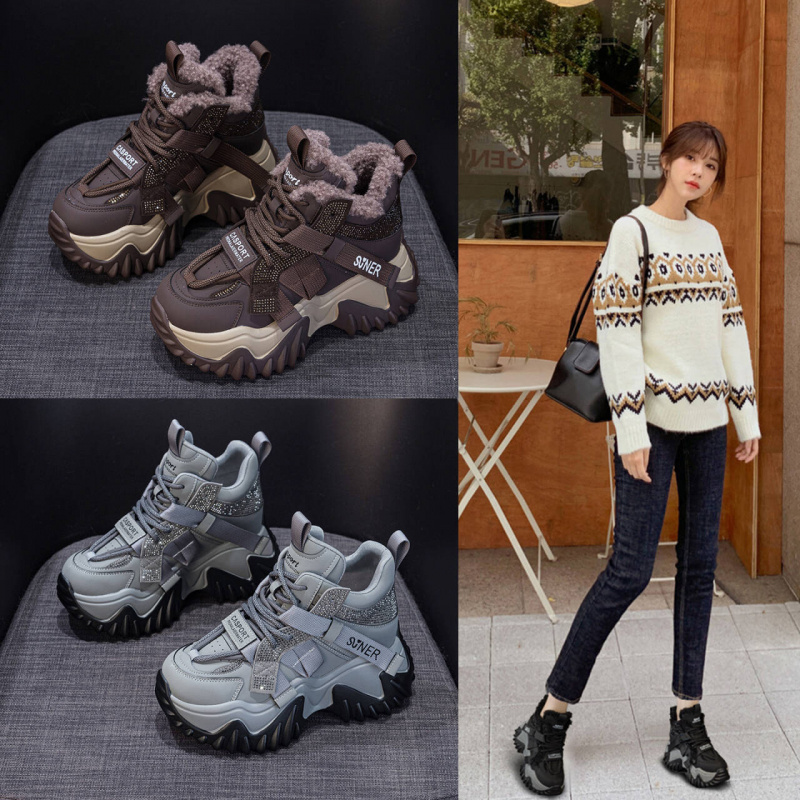 厚底老爹鞋女秋冬加绒保暖