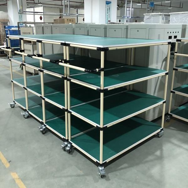 精益管周转车铝型材多层老化架测试架移动防静电货架置物架带轮
