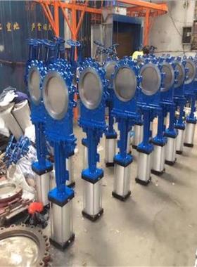 气动明杆刀型闸阀 PZ673F-16C 流量调节刀闸阀 气动带三联件闸阀