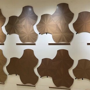 天鹅绒柔光拼花地板n大荷叶仿实木多层异形拼花地板室内木纹砖防