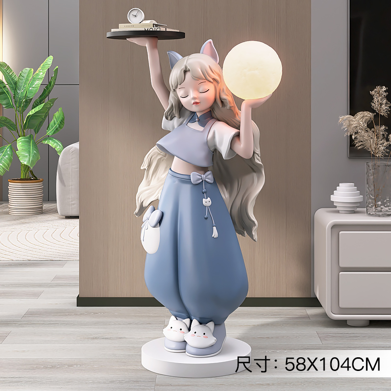 奶油风女孩大型落地摆件客厅电视柜沙发边几床头灯乔Z迁新居礼品