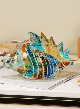 现代简约彩色海螺琉璃摆件客厅酒店办公室玄N关酒柜送礼轻奢装饰