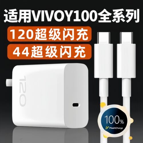 适用VIVOY100t充电器120超级闪充vivoy100充电插头44快充头y100i手机充电头闪充双Type-C口加长2米线快充套装