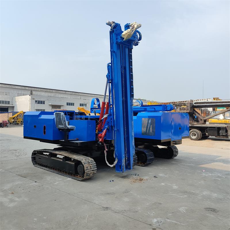 双动力履带光伏钻桩机 太阳能螺旋打桩扩孔器 自走式链条加压桩机