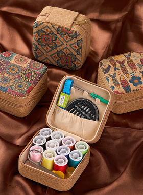 复古针线盒缝衣服套装高档缝纫工具手工diy便携收纳盒宿舍包家用