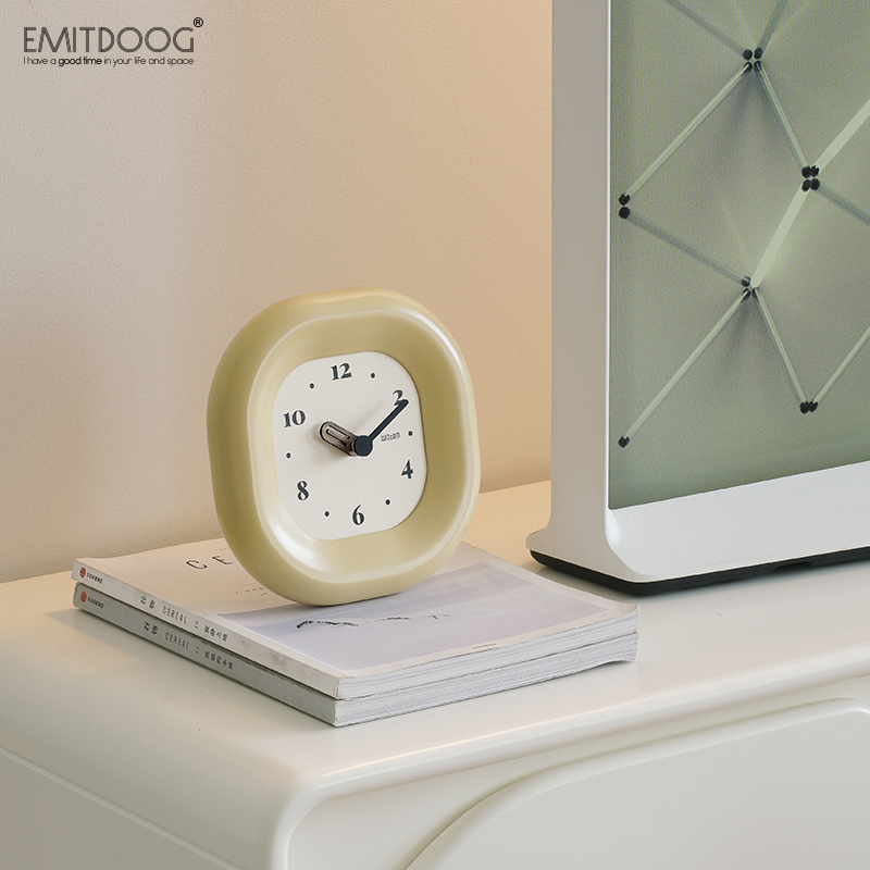 EMITDOOG法式奶油风家居座钟客厅玄关电视柜台式时钟装饰桌面摆件