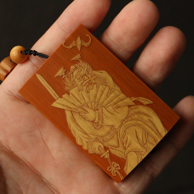 几十年老玉竹双面留青雕刻东阳裘立刚本工精工制作手牌挂件把玩