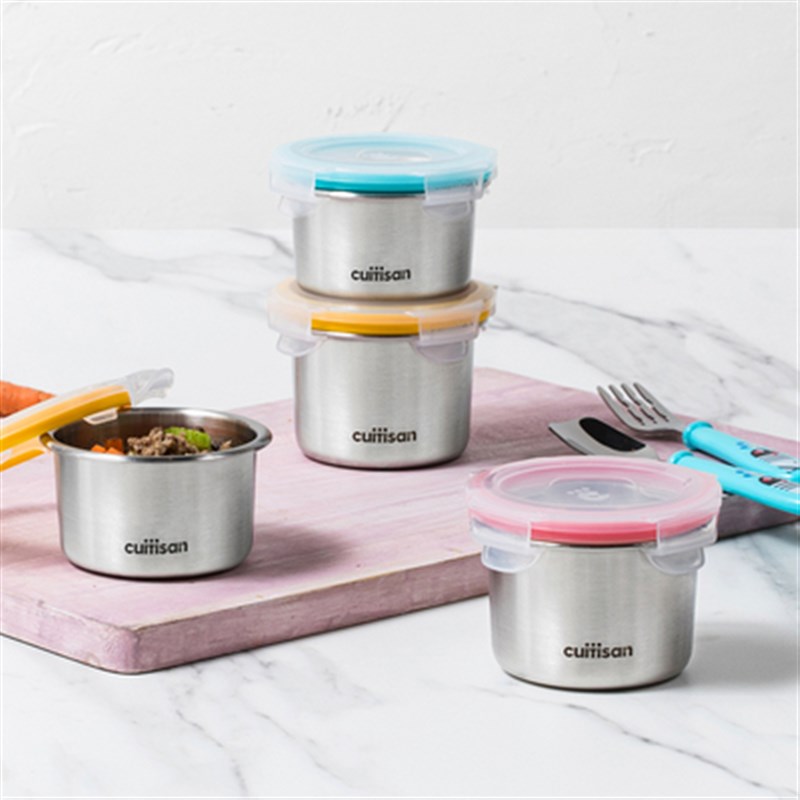 韩国酷艺师不锈钢密封饭盒叉勺儿童分格餐盘辅食筷碗可微波炉加热