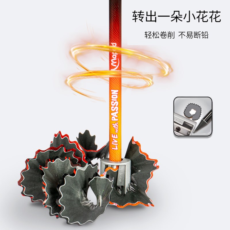 法国Maped马培德无木铅笔学生用三角杆正姿HB无毒儿童写字笔盒装