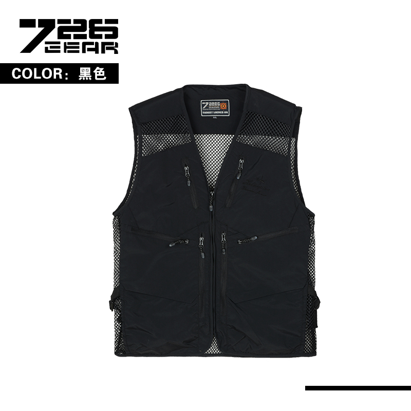 726春夏户外透气摄影背心男 工装多口袋导演记者钓鱼拉链快干马甲