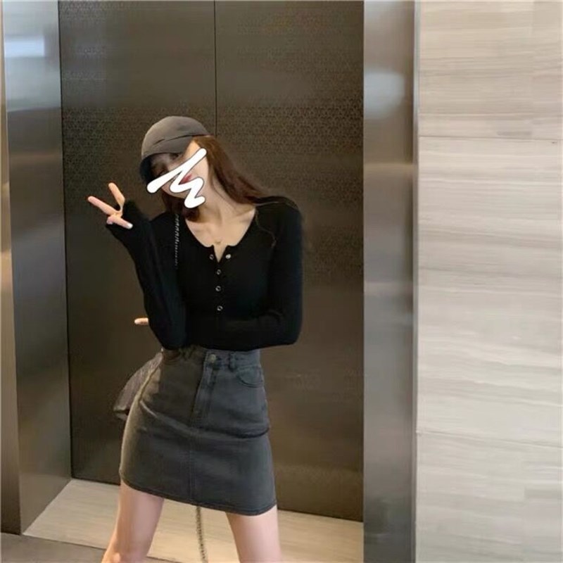 夏季A字裙女短裙2024新款弹力高腰包臀性感紧身裙子OL牛仔半身裙