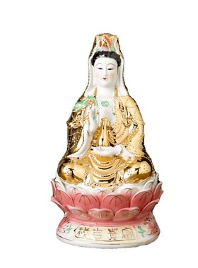 万珠金身坐莲观音菩萨陶瓷佛像南海观世音家居工艺精品摆件