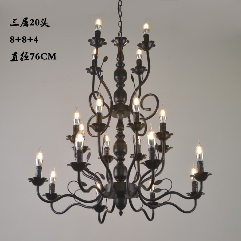 美式乡村吊灯田园风个性蜡烛复古简约创意客厅大灯服装店影楼灯具