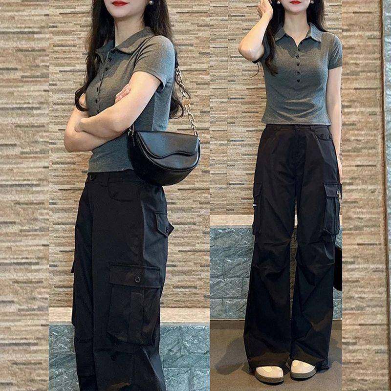 美式正肩灰色polo领短袖T恤女夏季纯棉修身显瘦气质翻领别致上衣,女装/女士精品,T恤,淘宝优惠券,粉丝福利购,淘宝优惠卷