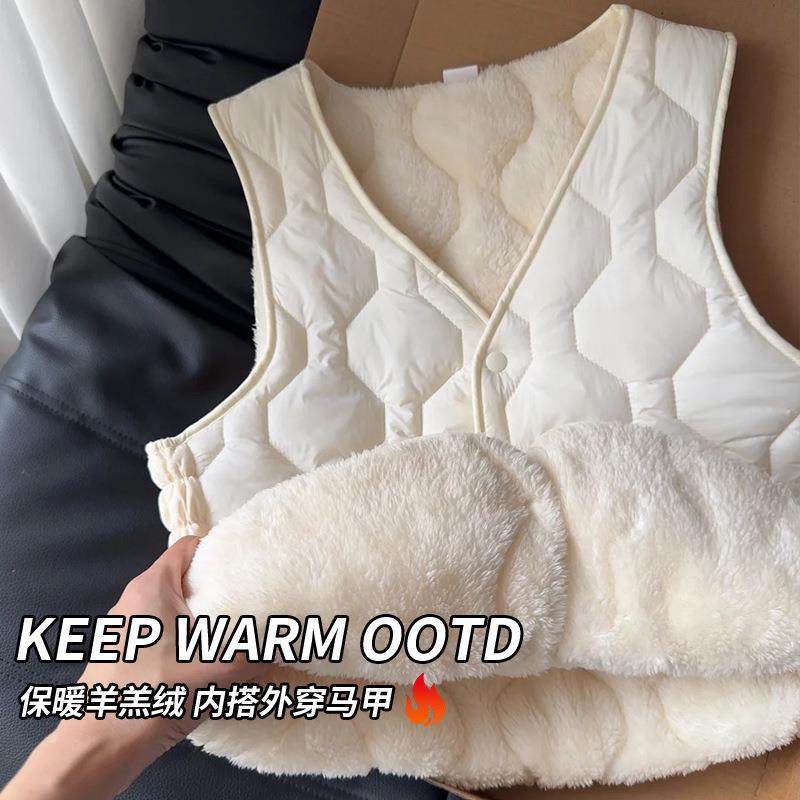 羊羔绒马甲女秋冬加绒保暖短款背心外穿内搭马夹,女装/女士精品,马夹,淘宝优惠券,粉丝福利购,淘宝优惠卷