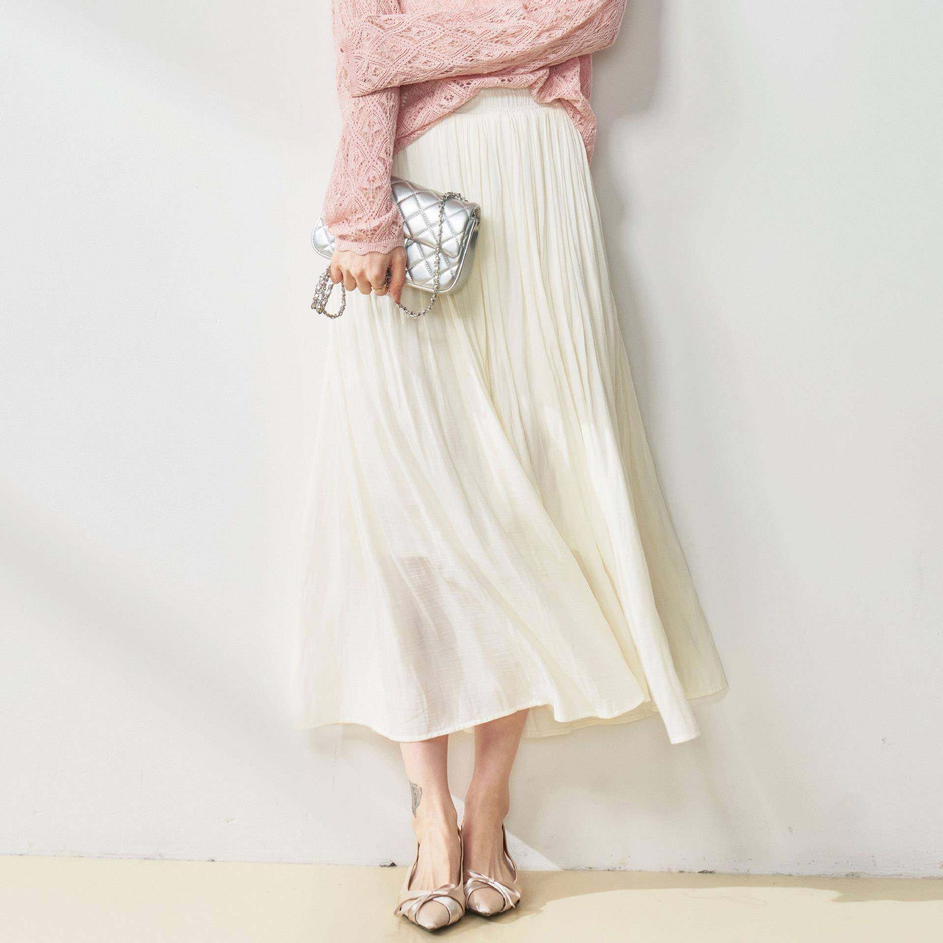 25流光半身裙流动珠光感丝质绸缎百褶大裙摆空气感A字裙,女装/女士精品,半身裙,淘宝优惠券,粉丝福利购,淘宝优惠卷