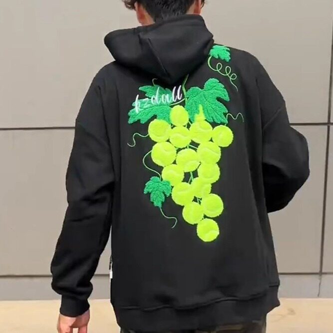 国潮美式字母刺绣卫衣连帽男款街头秋冬oversize慵懒风外套上衣服
