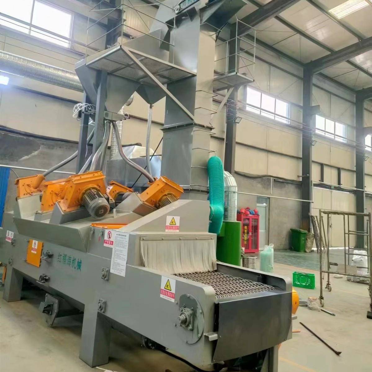 网带式抛丸机氧化皮前处理喷砂设备佛山出售压铸铝清理自动打砂机