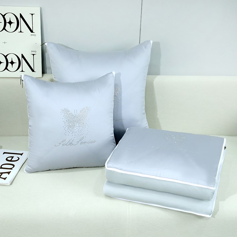 凉感天丝抱枕被子两用多功能车载靠枕H办公室午睡毯子空调被二合